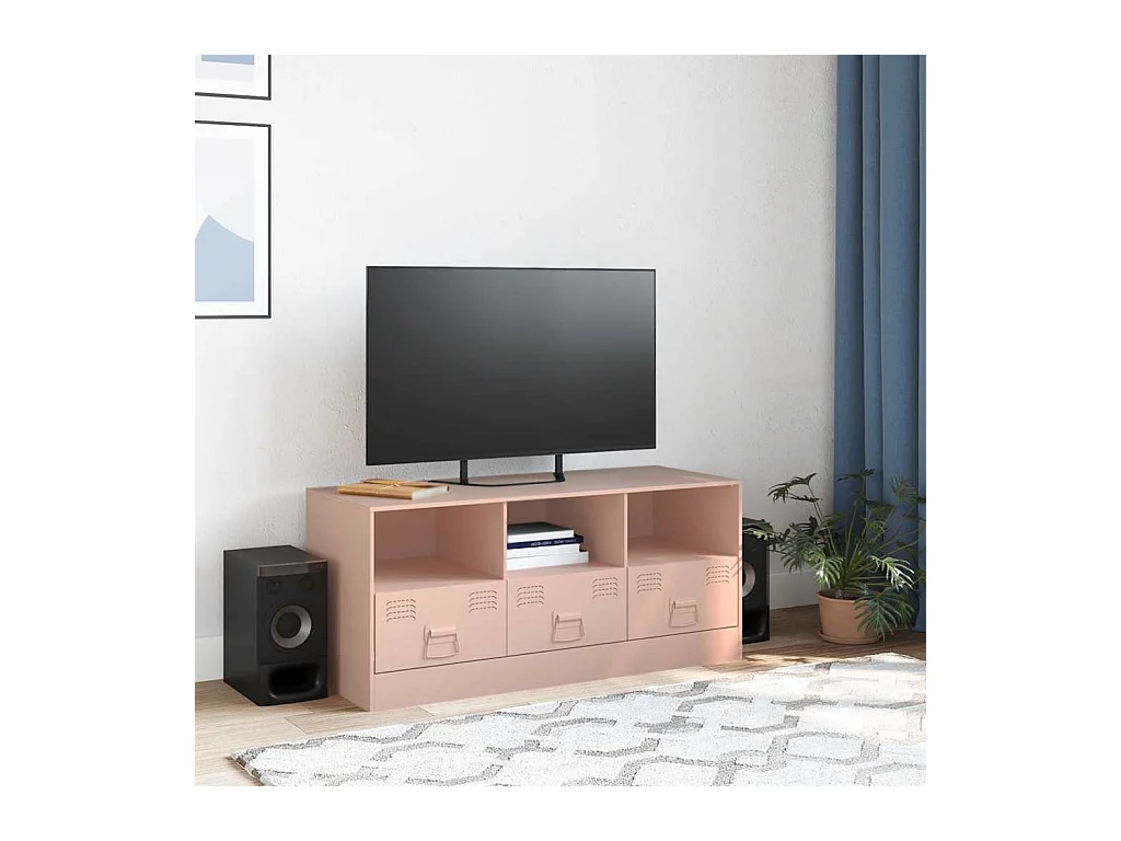 Meuble TV rose 99x39x44 cm acier