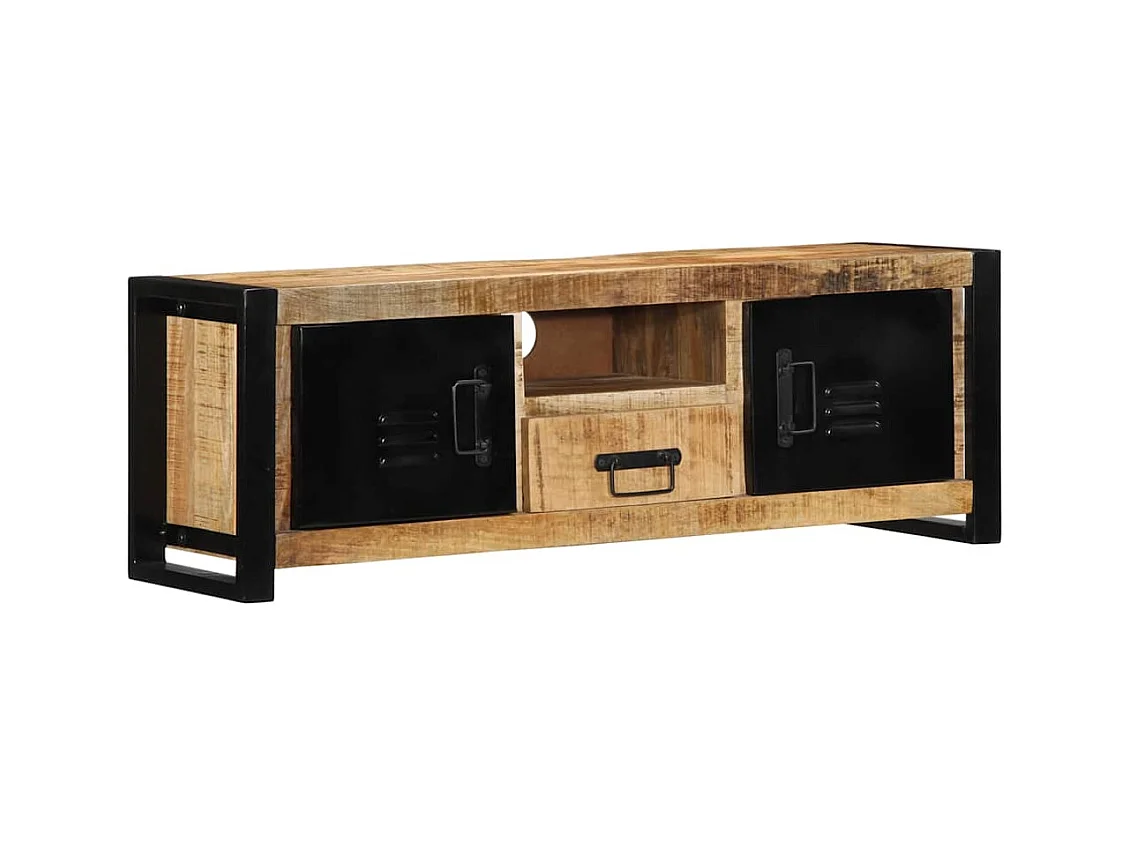 Meuble TV 100x30x35 cm bois massif de manguier brut