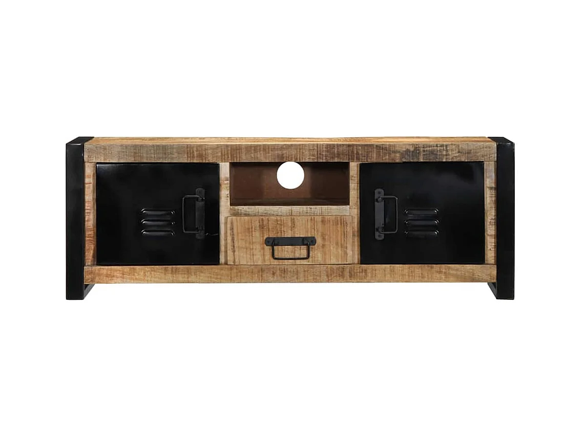 Meuble TV 100x30x35 cm bois massif de manguier brut