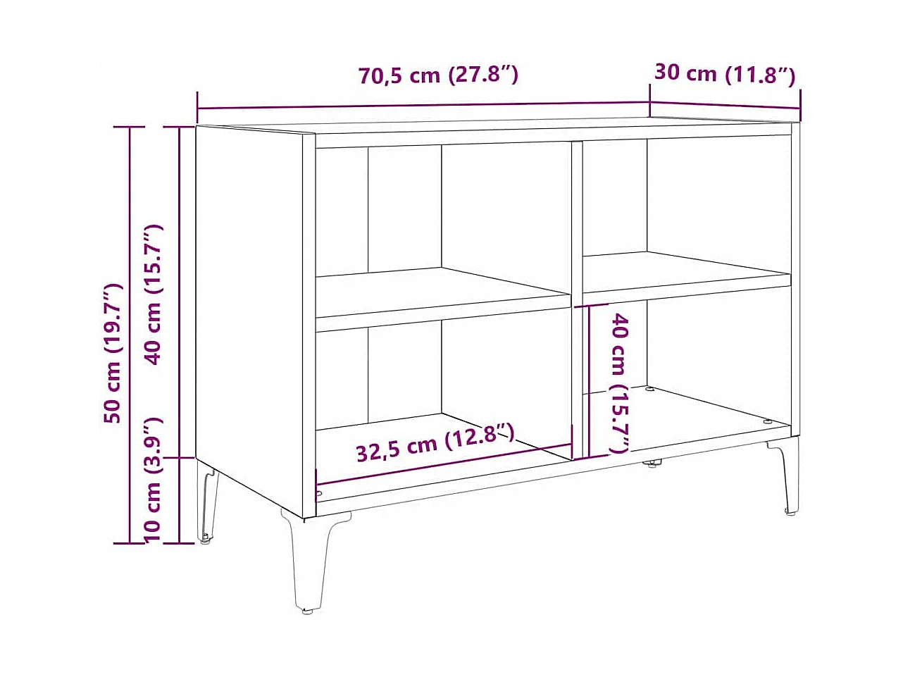 Meuble TV Marron 69.5 x 30 x 50 cm Bois d'ingénierie