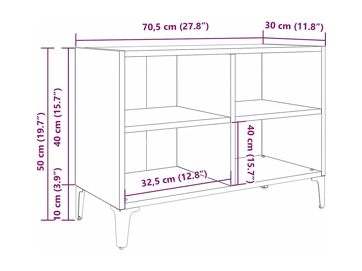 Meuble TV Marron 69.5 x 30 x 50 cm Bois d'ingénierie