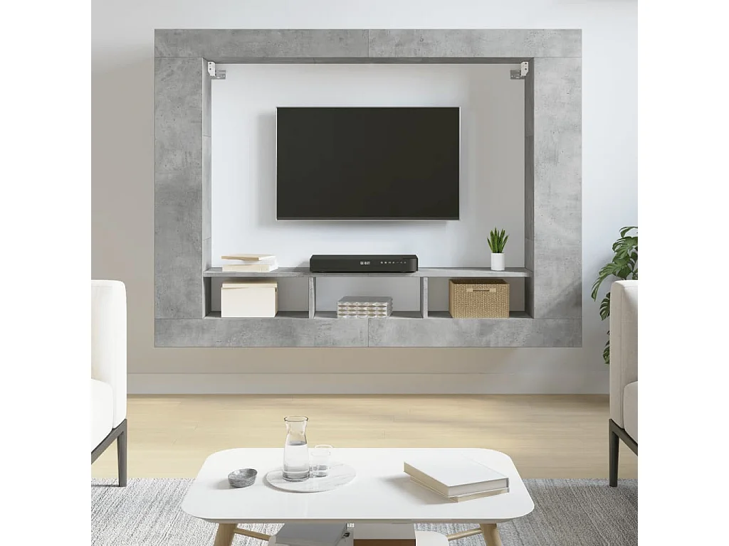 Mobile TV grigio cemento 152x22x113 cm in legno ingegnerizzato