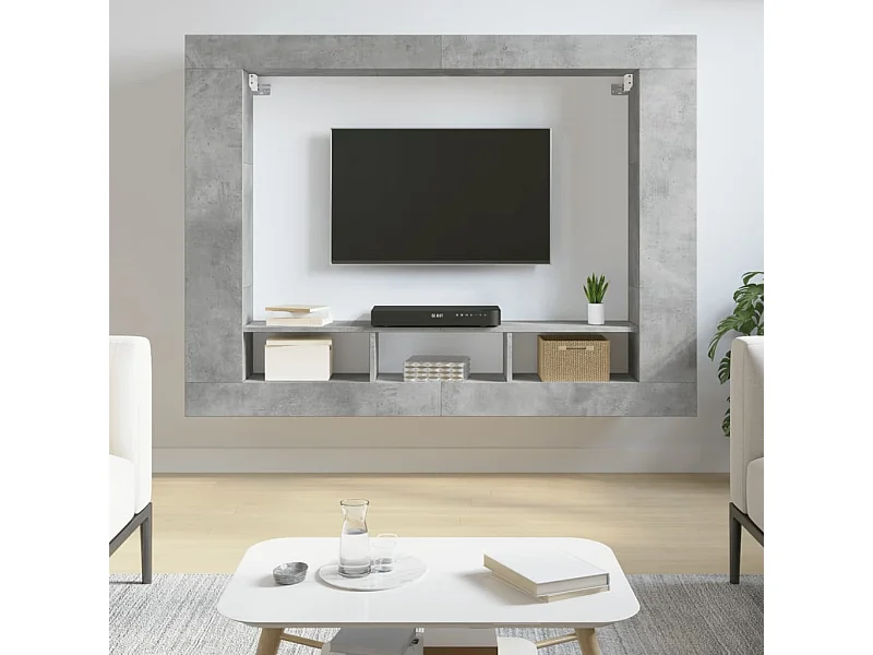 Mobile TV grigio cemento 152x22x113 cm in legno ingegnerizzato
