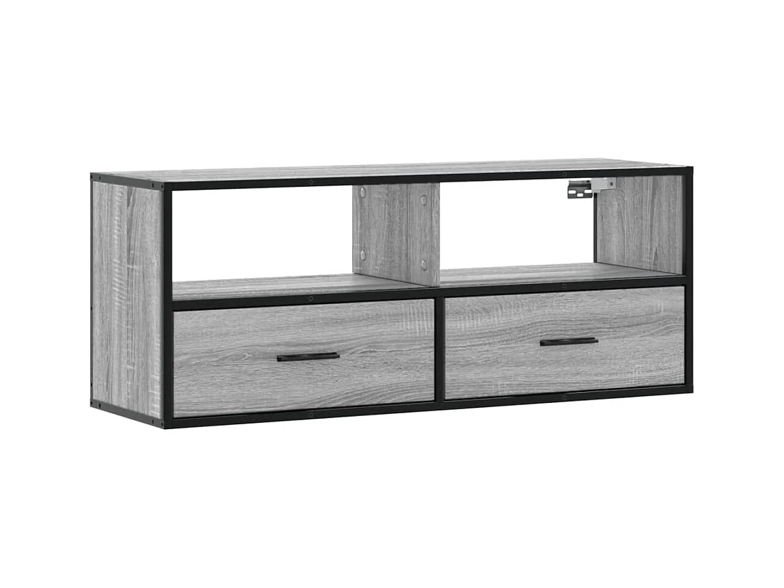 Meuble TV sonoma gris 100x31x39,5 cm bois d'ingénierie et métal