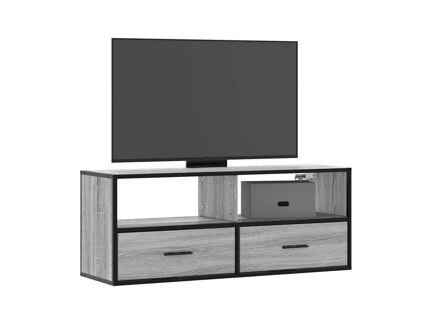 Sonoma Grey TV-standaard 100x31x39,5 cm Gemaakt van bewerkt hout en metaal