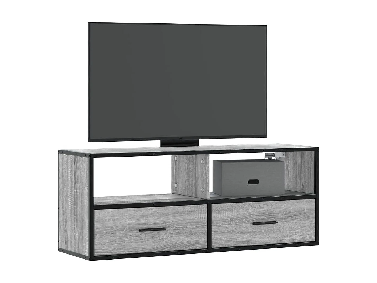 Meuble TV sonoma gris 100x31x39,5 cm bois d'ingénierie et métal