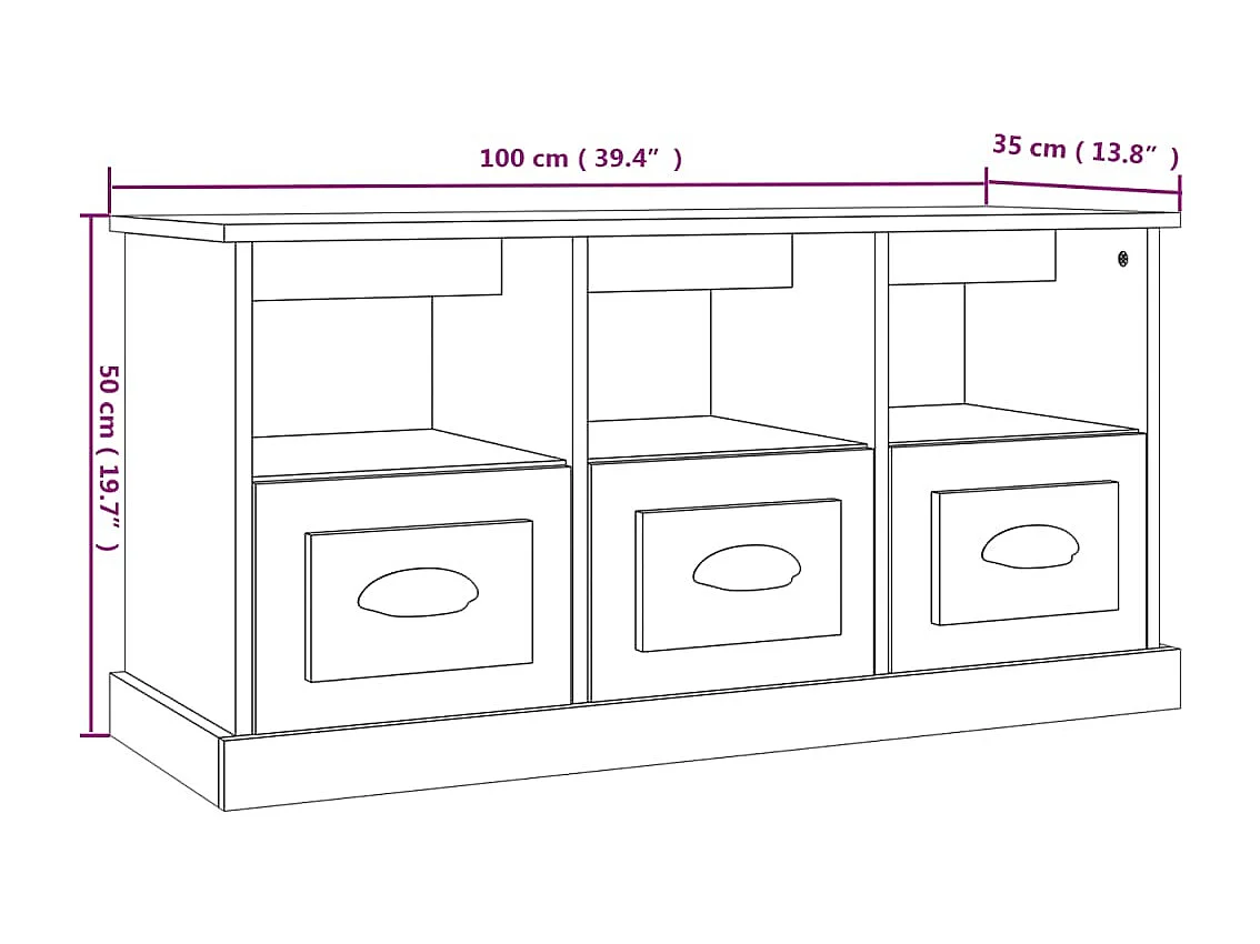 Mobile TV bianco lucido 100x35x50 cm in legno ingegnerizzato
