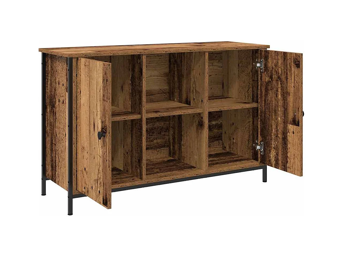Meuble TV Artisan Chêne 101x35x65 cm en Bois d'Ingénierie et Acier