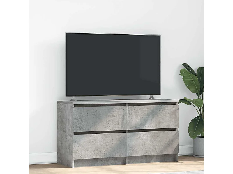 Meuble TV gris béton 100x35x54 cm bois d'ingénierie