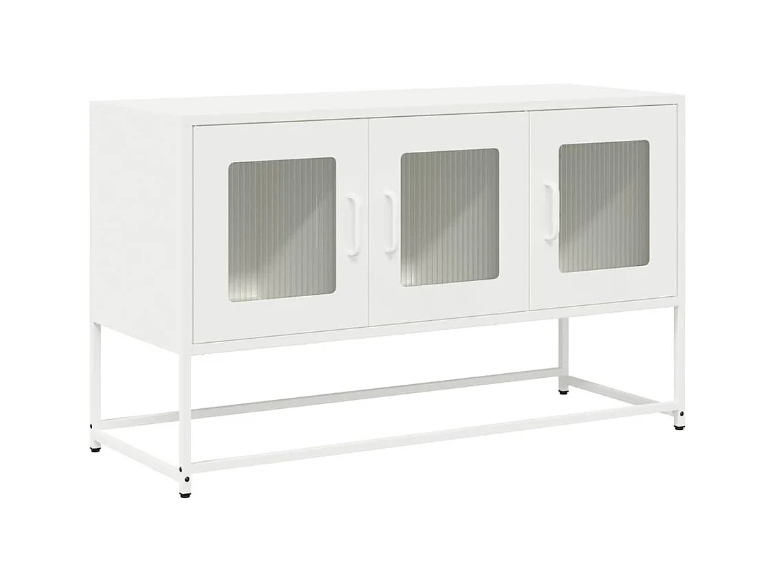 Meuble TV blanc 100,5x39x60,5 cm acier laminé à froid