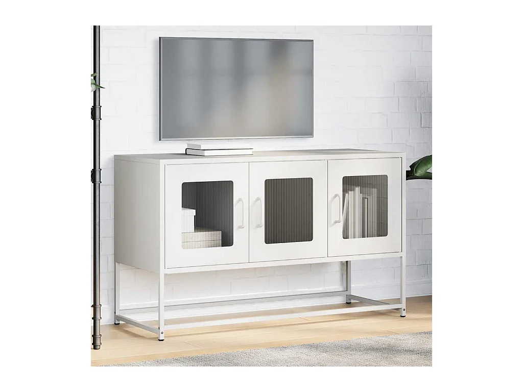 Meuble TV blanc 100,5x39x60,5 cm acier laminé à froid