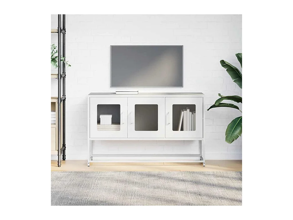 Meuble TV blanc 100,5x39x60,5 cm acier laminé à froid
