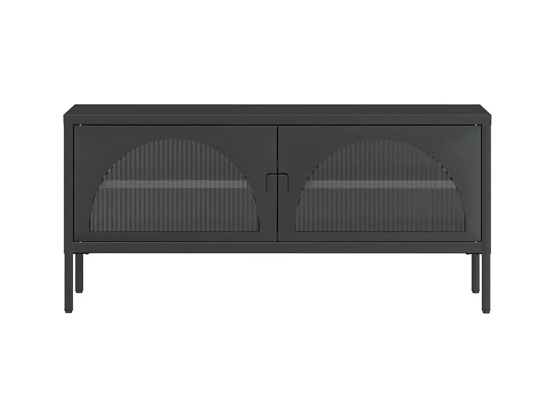 Meuble TV noir 105x35x50 cm verre et acier