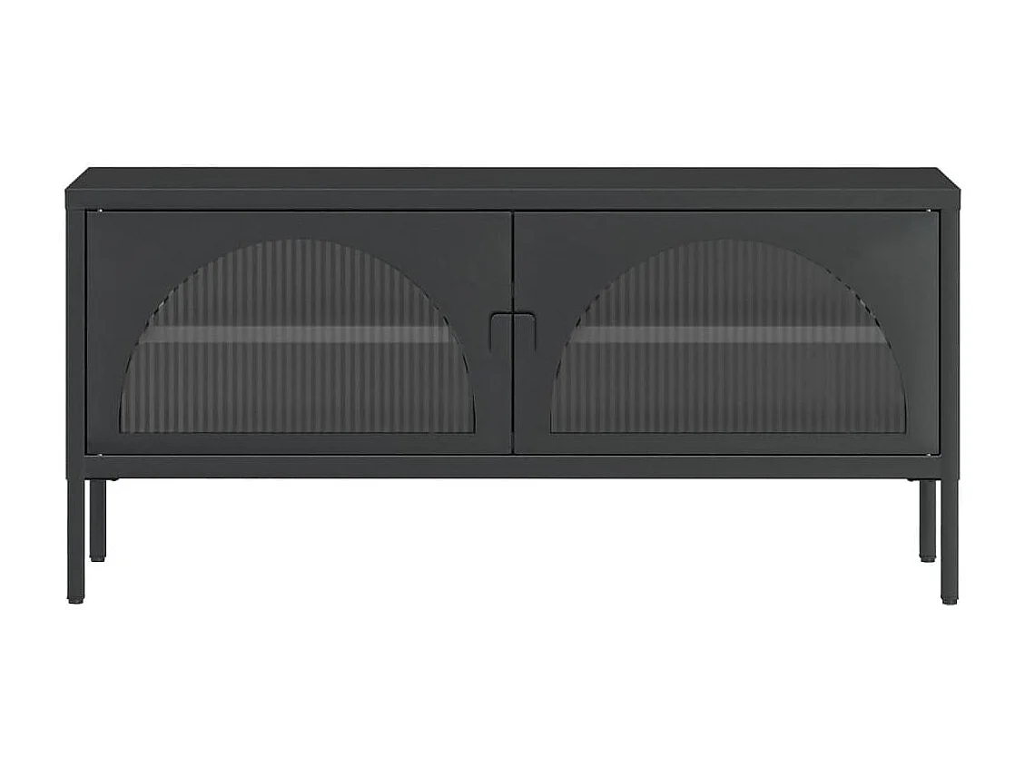 Mobile porta TV nero 105x35x50 cm vetro e acciaio