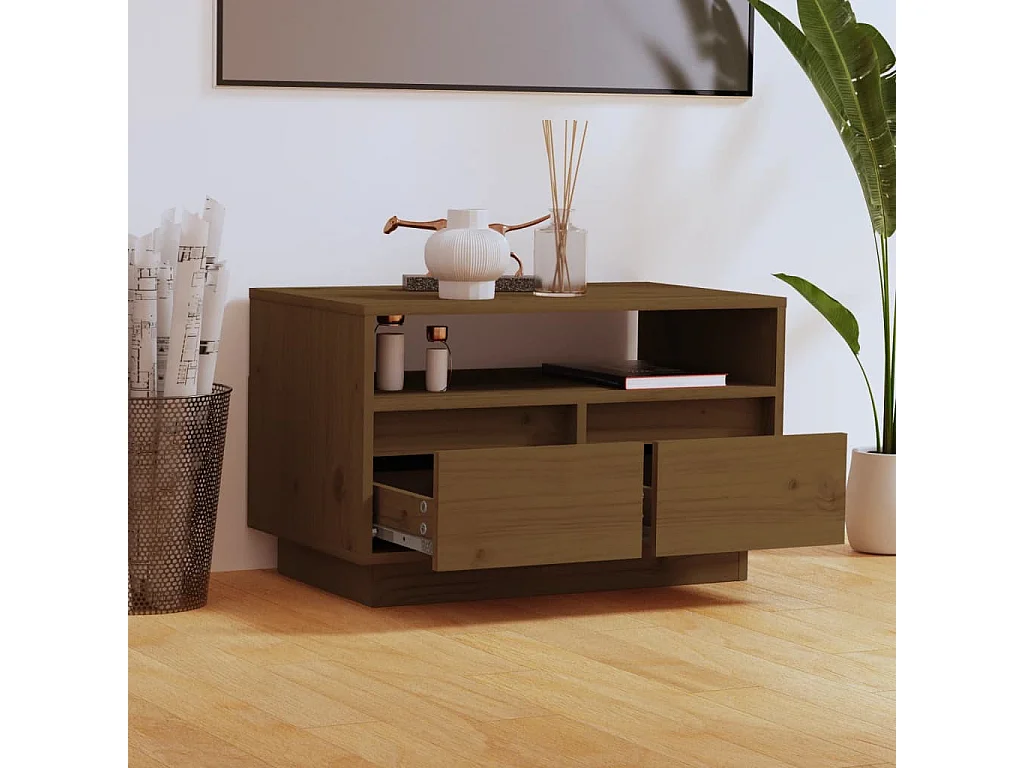 Mobile TV color miele 60x35x37 cm in legno massello di pino