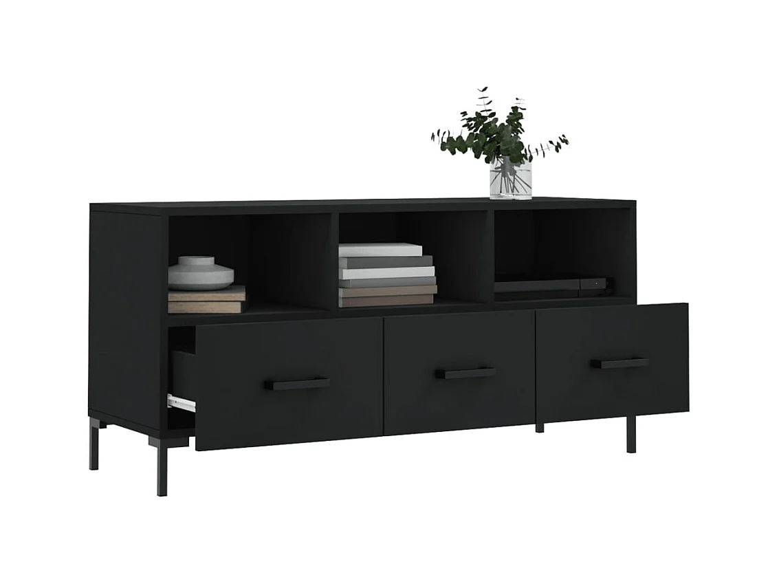 Schwarzer TV-Schrank 102x36x50 cm Holzwerkstoff