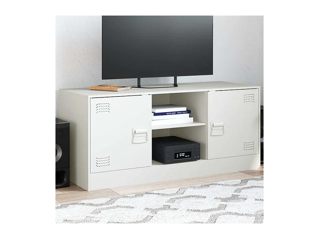 Meuble TV blanc 99x39x44 cm acier