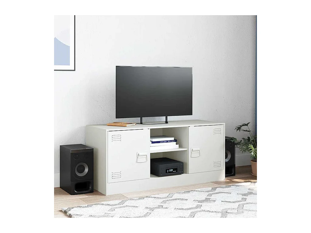 Meuble TV blanc 99x39x44 cm acier