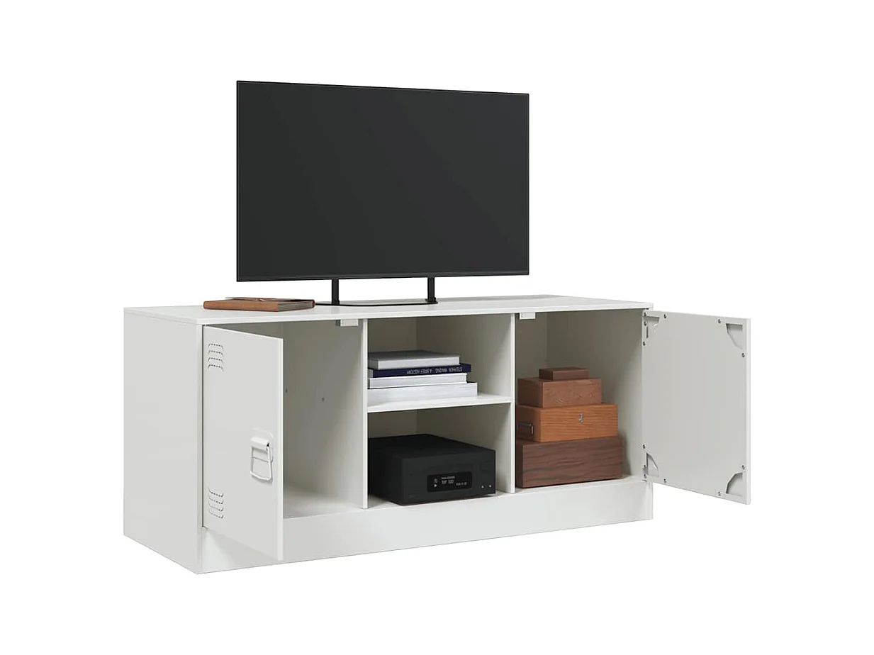 Meuble TV blanc 99x39x44 cm acier