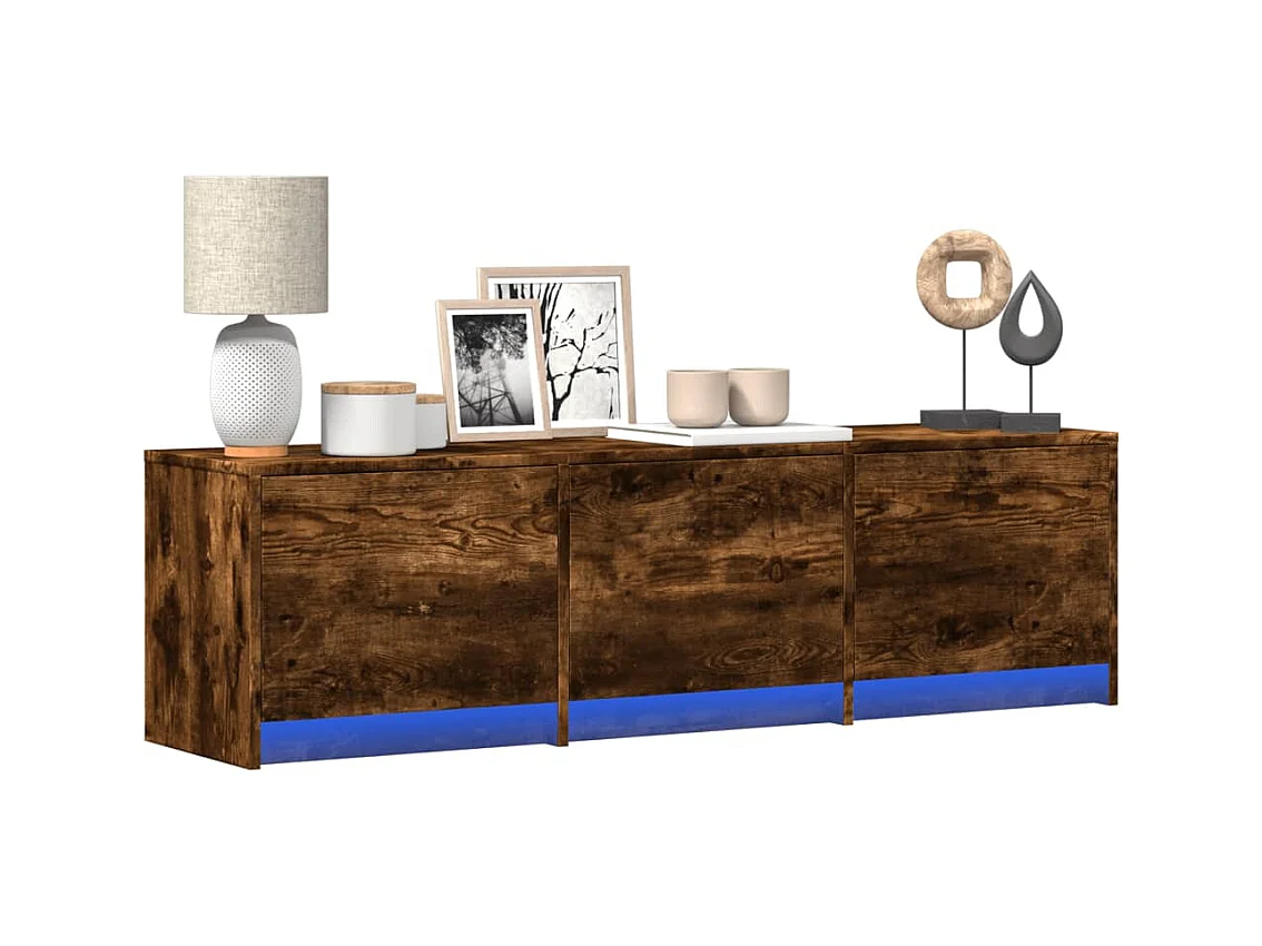Mobile TV con LED rovere fumé 140x34x40 cm in legno ingegnerizzato