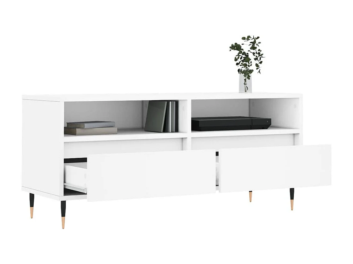 Mueble de TV blanco 100x34,5x44,5 cm madera contrachapada