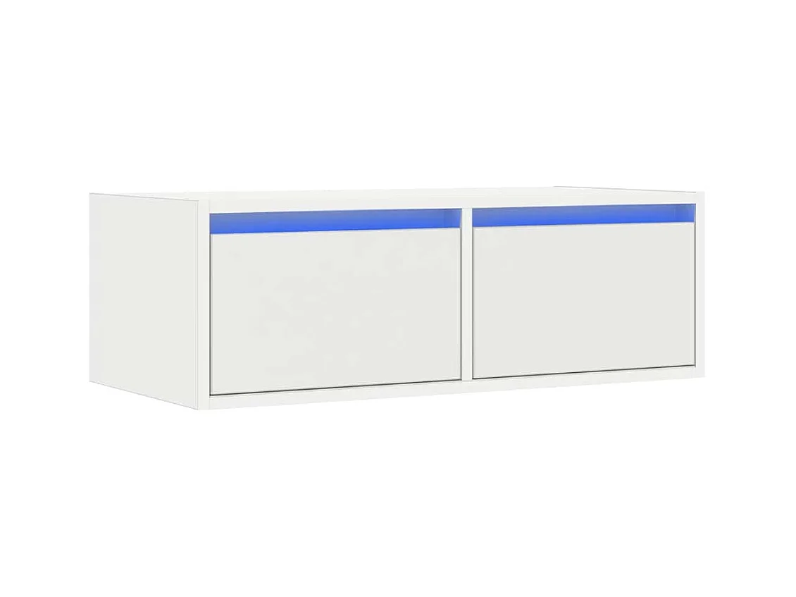 Meuble TV avec lumières LED blanc 75x35,5x25 cm