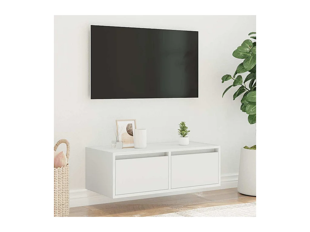 Meuble TV avec lumières LED blanc 75x35,5x25 cm