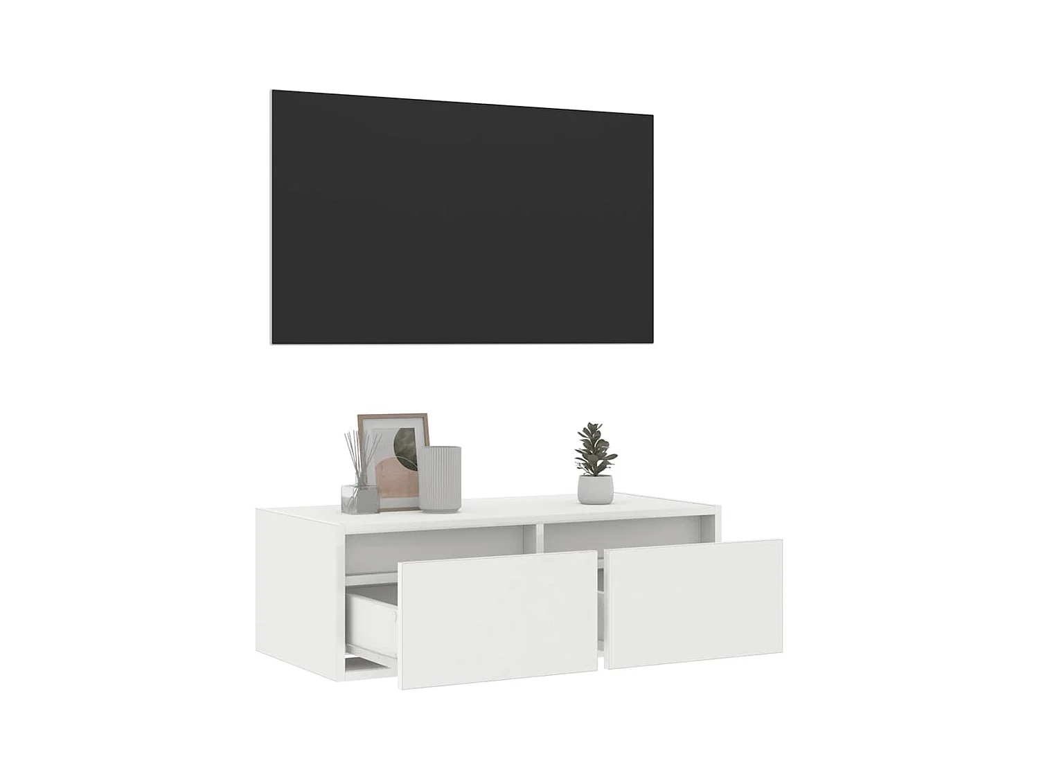 Meuble TV avec lumières LED blanc 75x35,5x25 cm