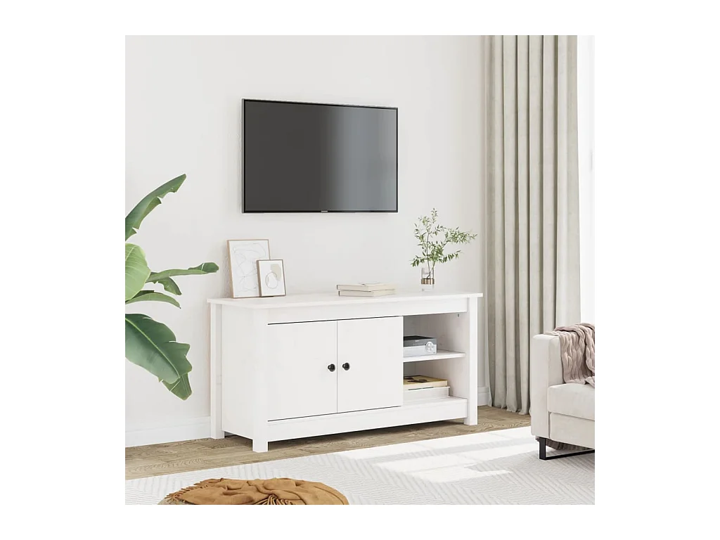 Witte tv-kast 103x36,5x52 cm Massief grenenhout