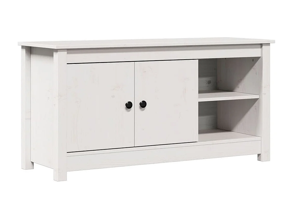 Mobile TV bianco 103x36,5x52 cm Legno massello di pino