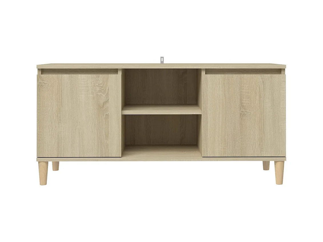 Meuble TV avec pieds en bois massif Chêne sonoma 103,5x35x50 cm
