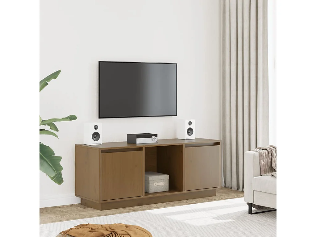 Honigbrauner TV-Schrank 110,5 x 35 x 44 cm Massivholz Kiefer