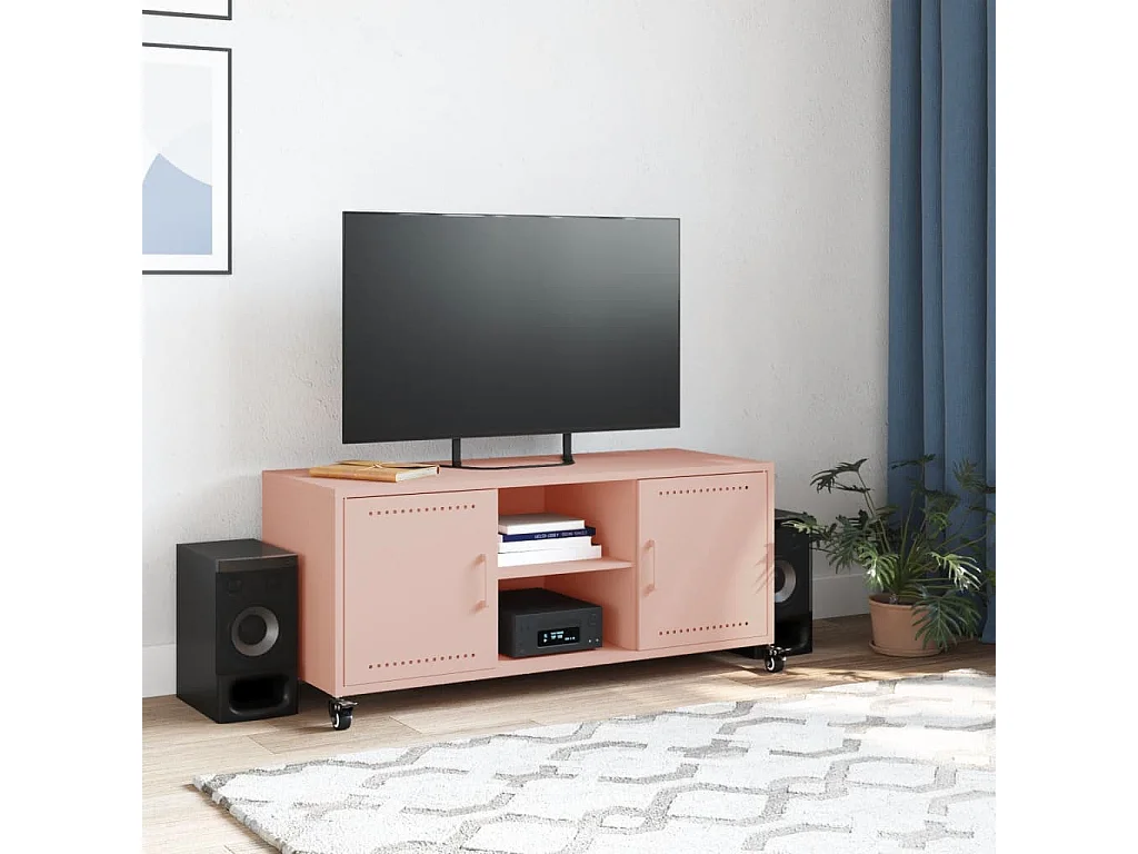 Meuble TV rose 100,5x39x43,5 cm acier