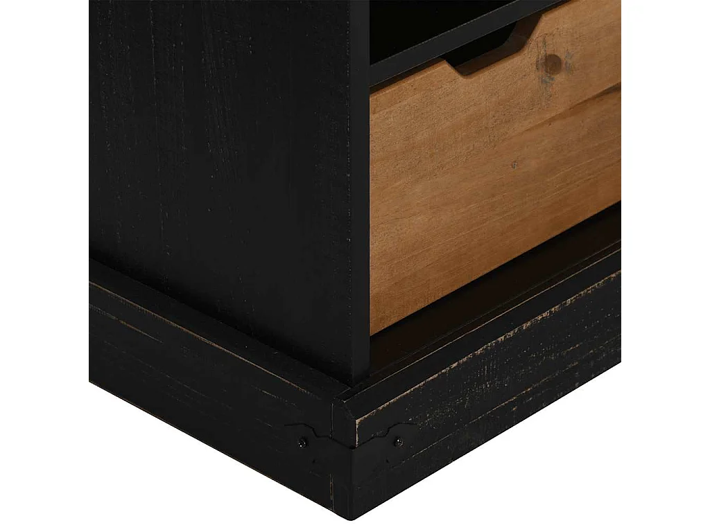 Meuble TV HALDEN porte coulissante noir 110x40x60cm bois massif