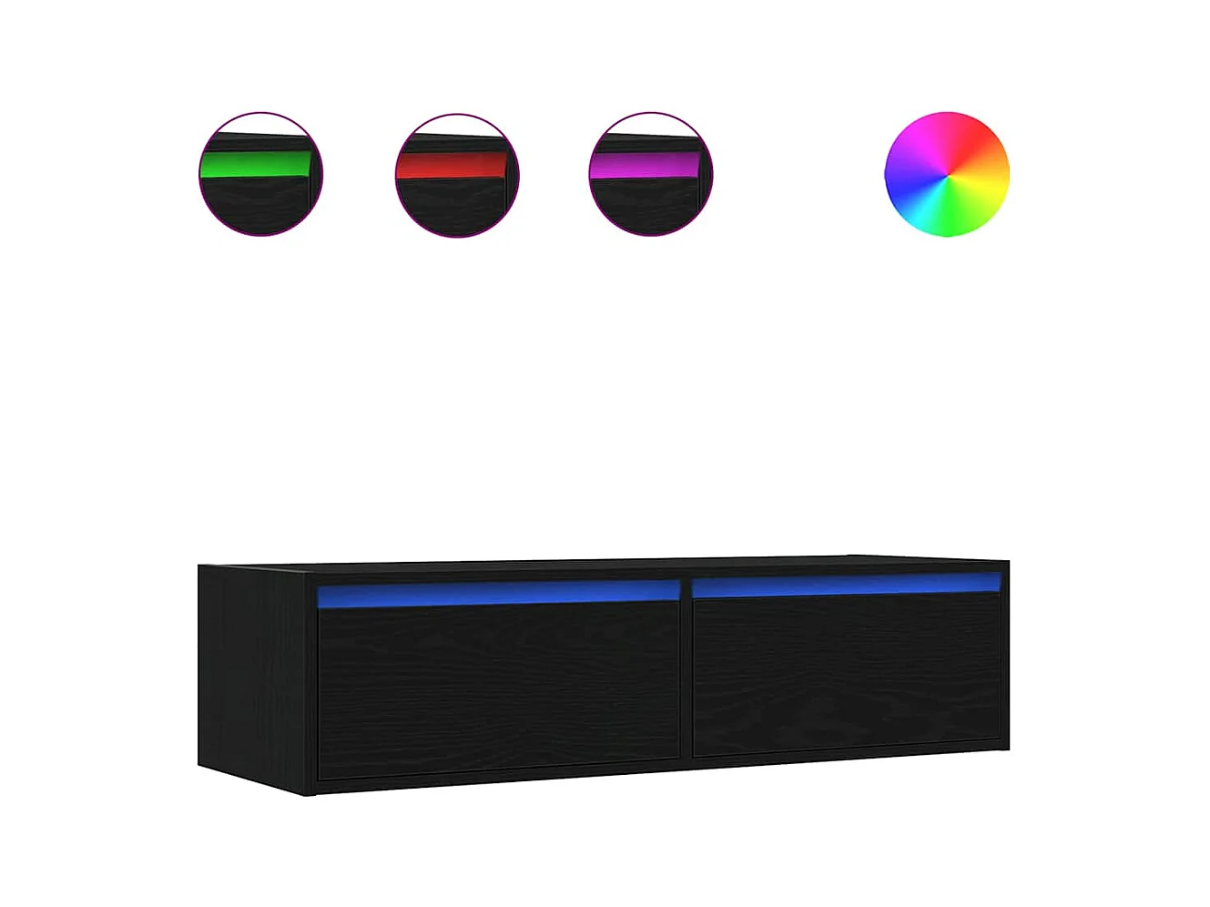 Meuble TV avec lumières LED chêne noir 100X35,5x25 cm