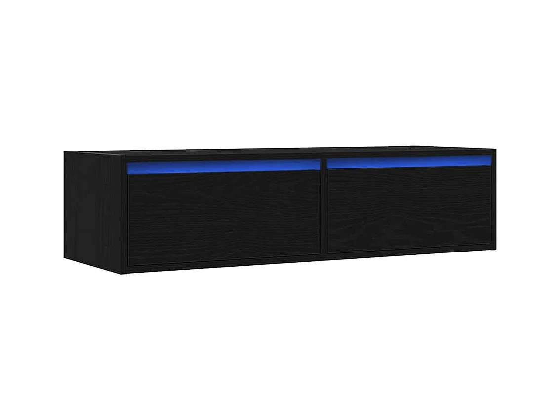 Meuble TV avec lumières LED chêne noir 100X35,5x25 cm