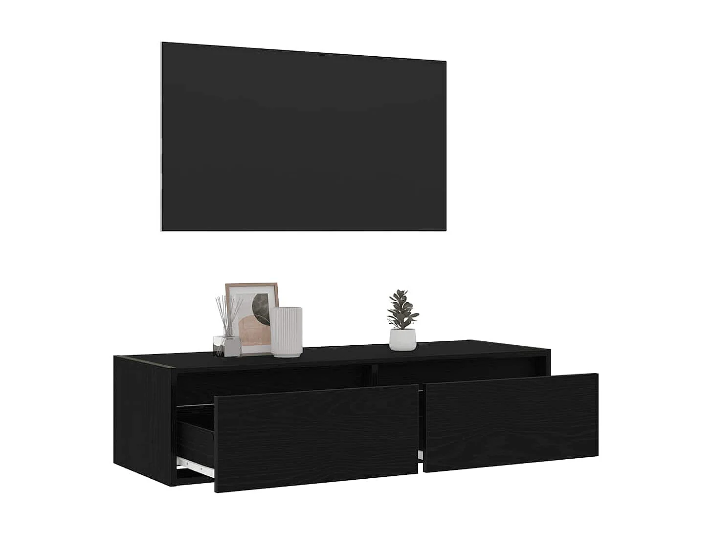 Meuble TV avec lumières LED chêne noir 100X35,5x25 cm