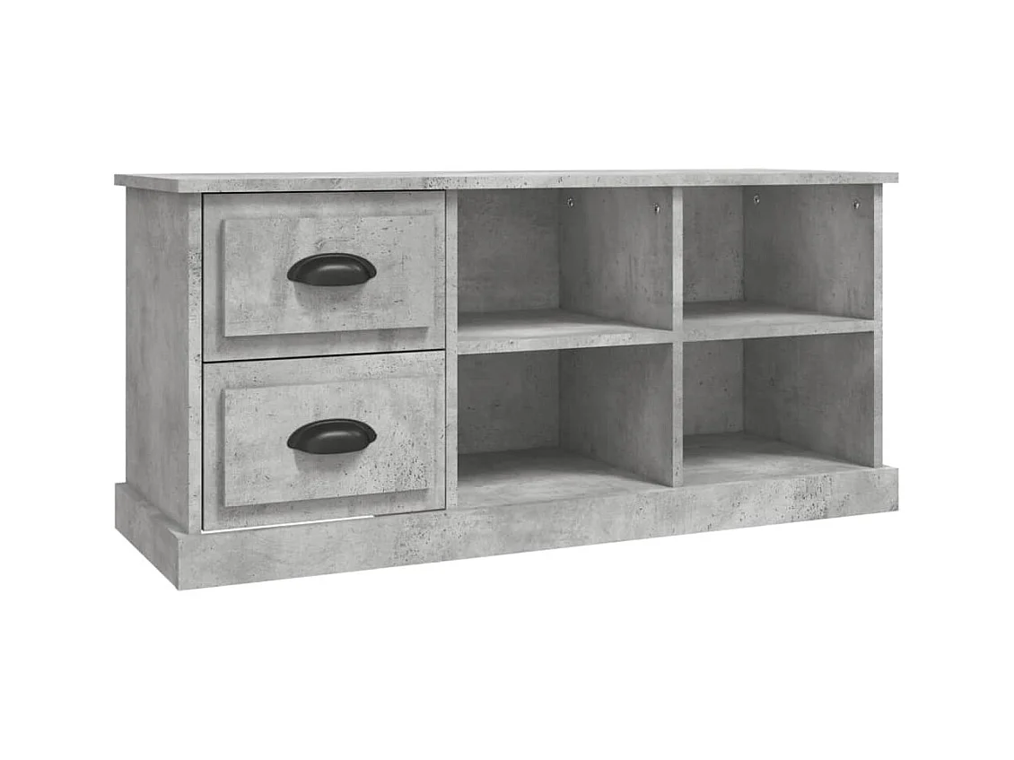 Meuble TV gris béton 102x35,5x47,5 cm bois d'ingénierie