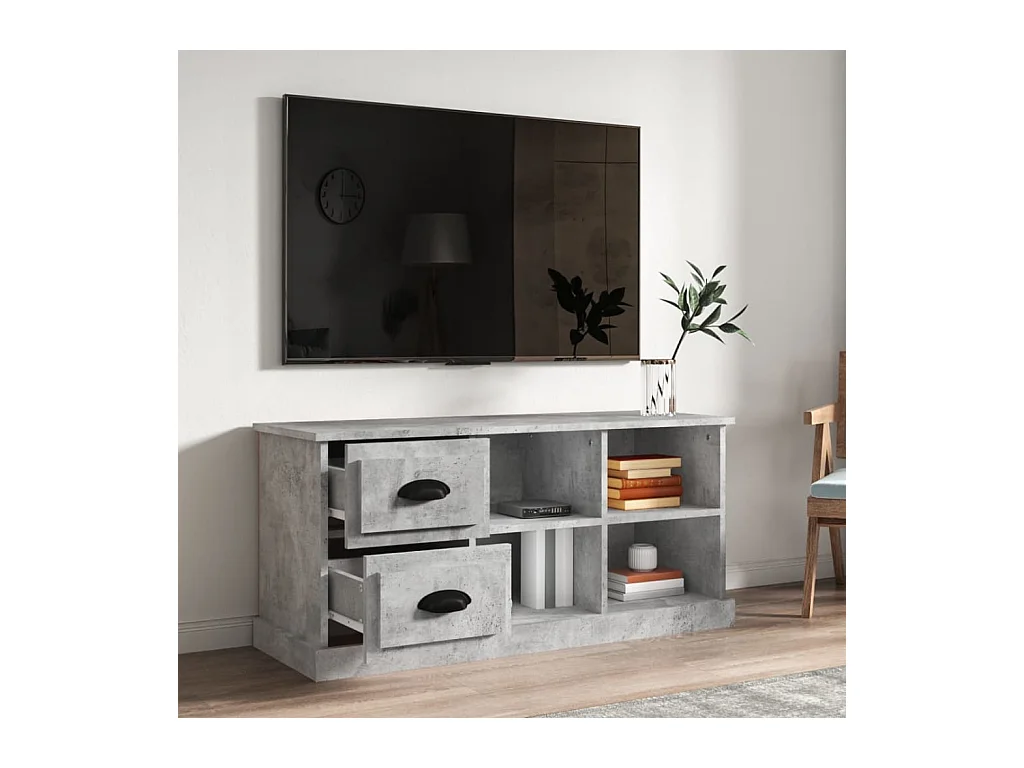Meuble TV gris béton 102x35,5x47,5 cm bois d'ingénierie