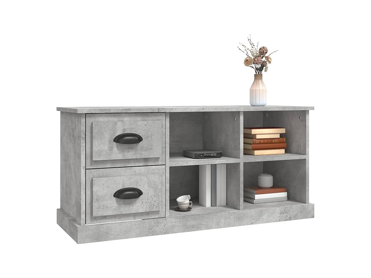 Meuble TV gris béton 102x35,5x47,5 cm bois d'ingénierie