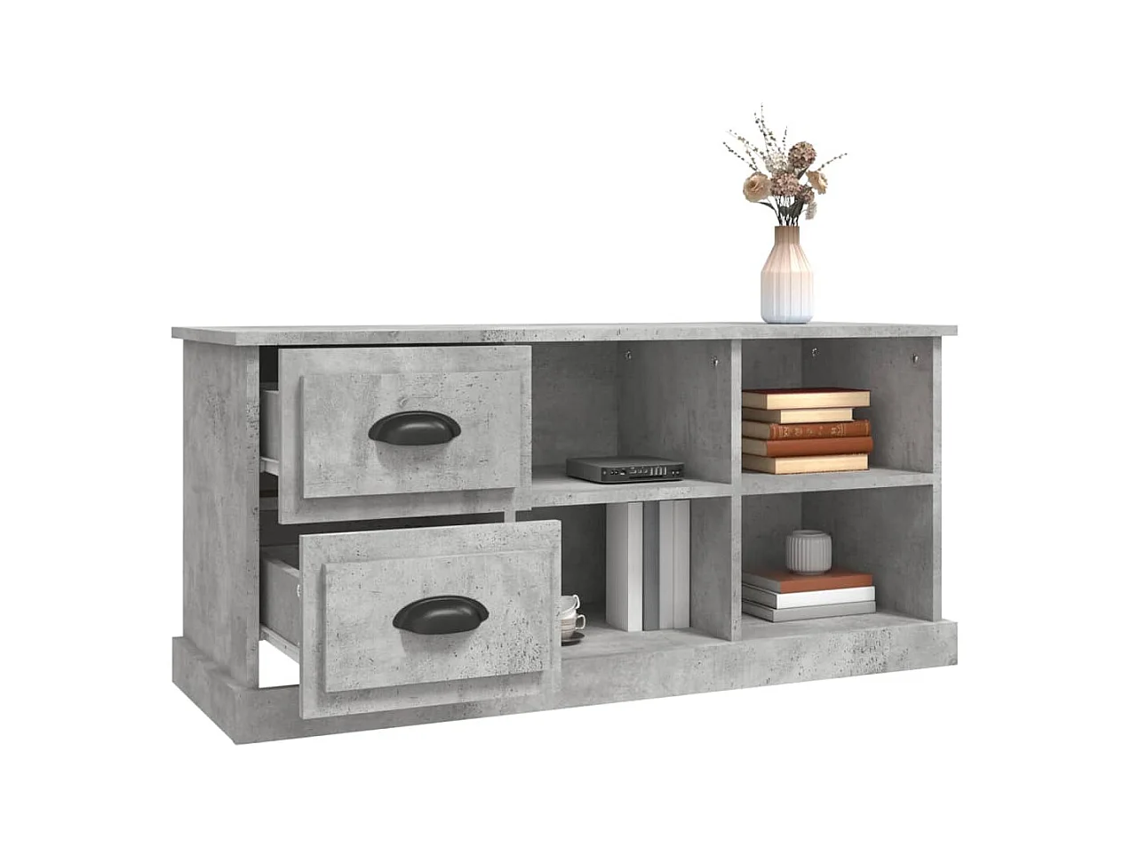 Meuble TV gris béton 102x35,5x47,5 cm bois d'ingénierie