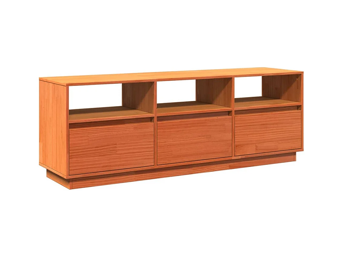 Meuble TV cire marron 140x37x50 cm bois pin massif