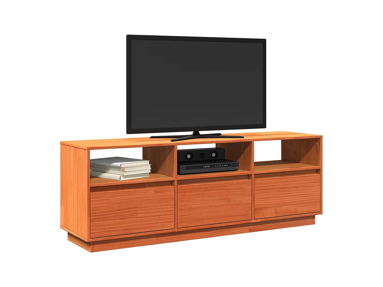 Meuble TV cire marron 140x37x50 cm bois pin massif
