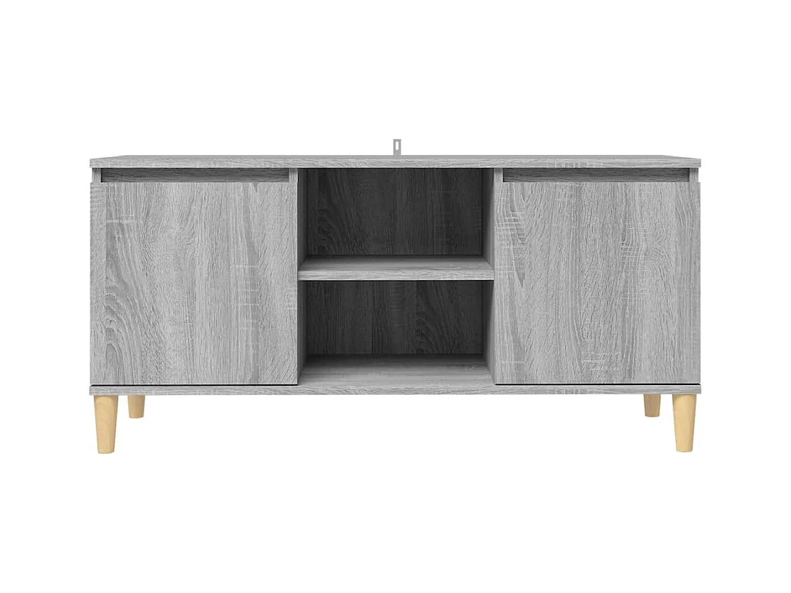 Meuble TV avec pieds en bois solide Sonoma gris 103,5x35x50 cm