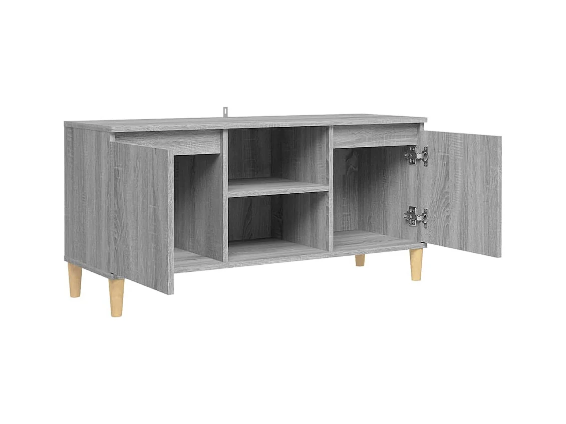 Meuble TV avec pieds en bois solide Sonoma gris 103,5x35x50 cm