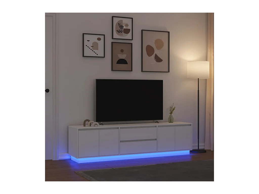 Meuble TV avec lumières LED blanc 193,5x41x50 cm