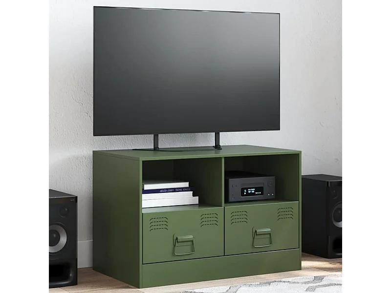 Meuble TV vert olive 67x39x44 cm acier