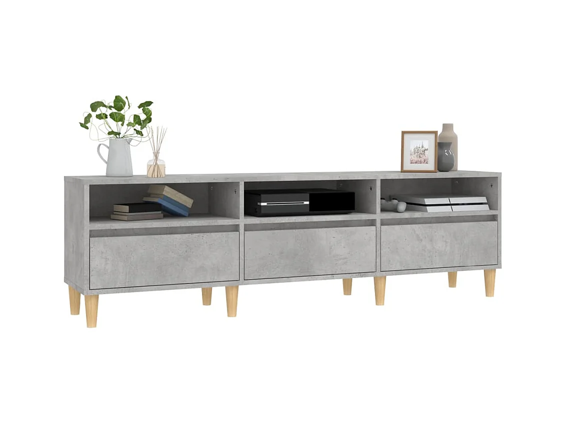Meuble TV gris béton 150x30x44,5 cm bois d'ingénierie