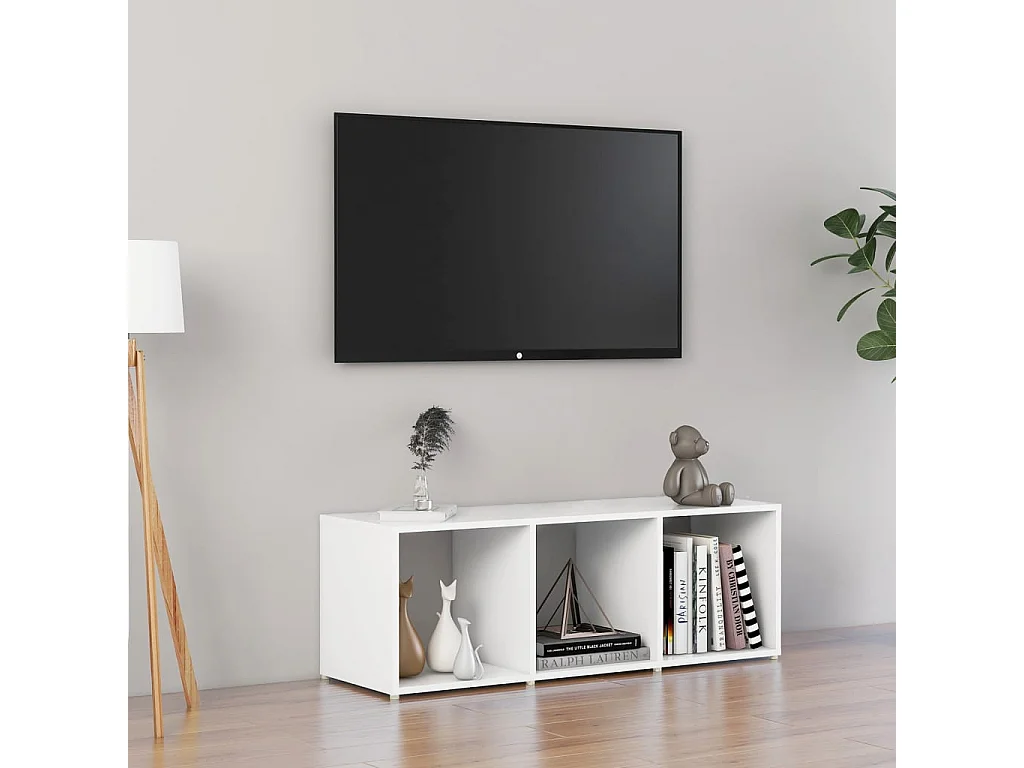 Meuble TV Blanc 107x35x37 cm Bois d’ingénierie