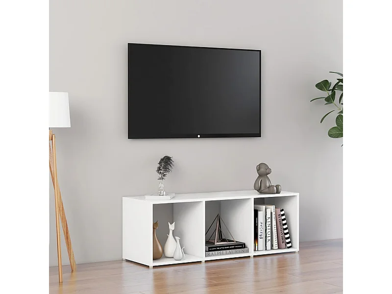 Meuble TV Blanc 107x35x37 cm Bois d’ingénierie